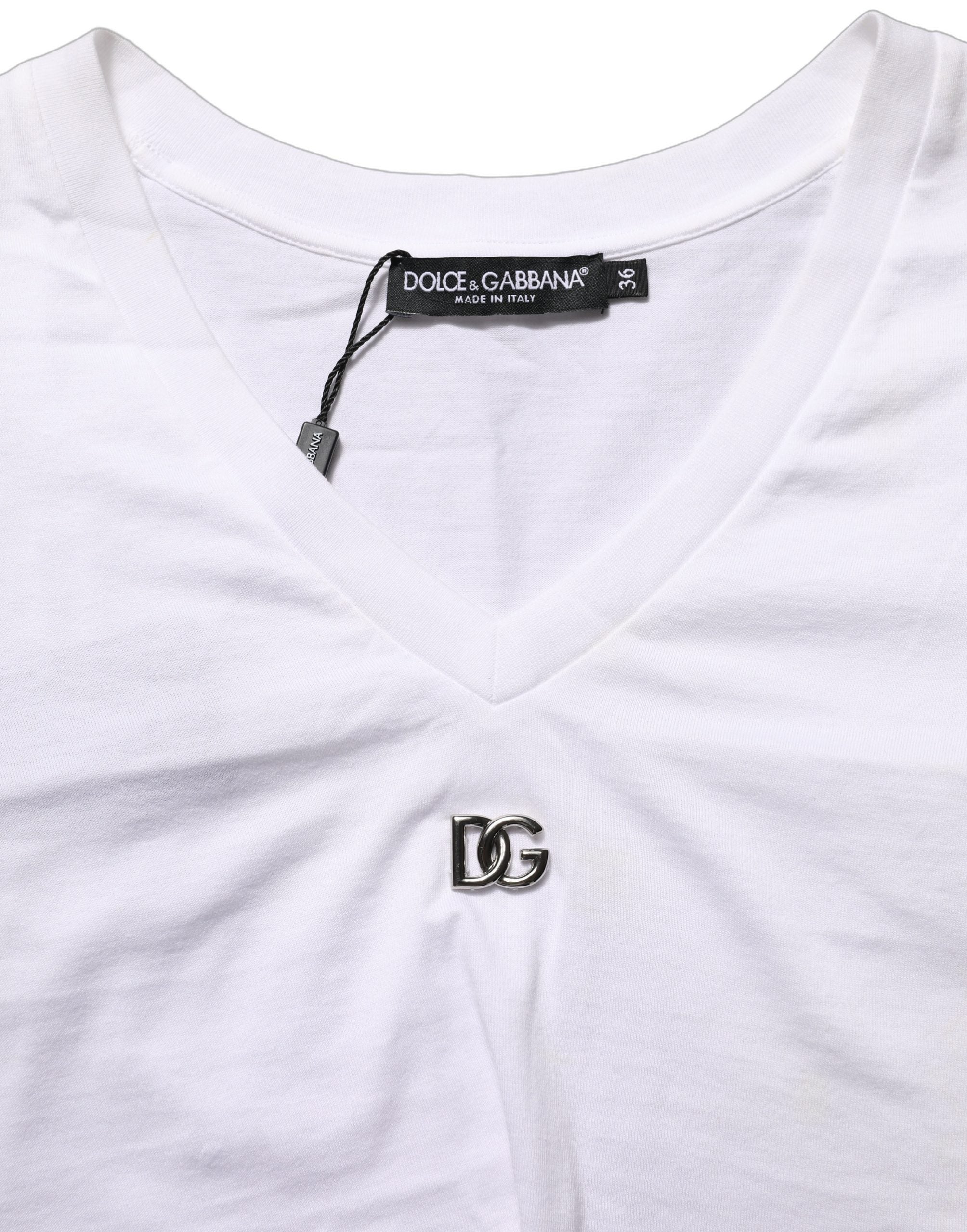 Dolce & Gabbana White Logo Embroidered Tie Waist Cropped Top