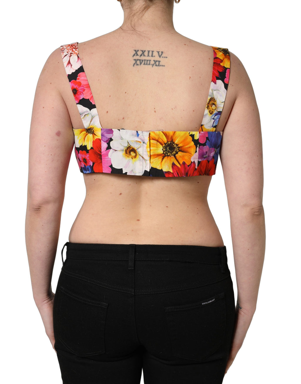 Dolce & Gabbana Multicolor Floral Cropped Bustier Tank Top