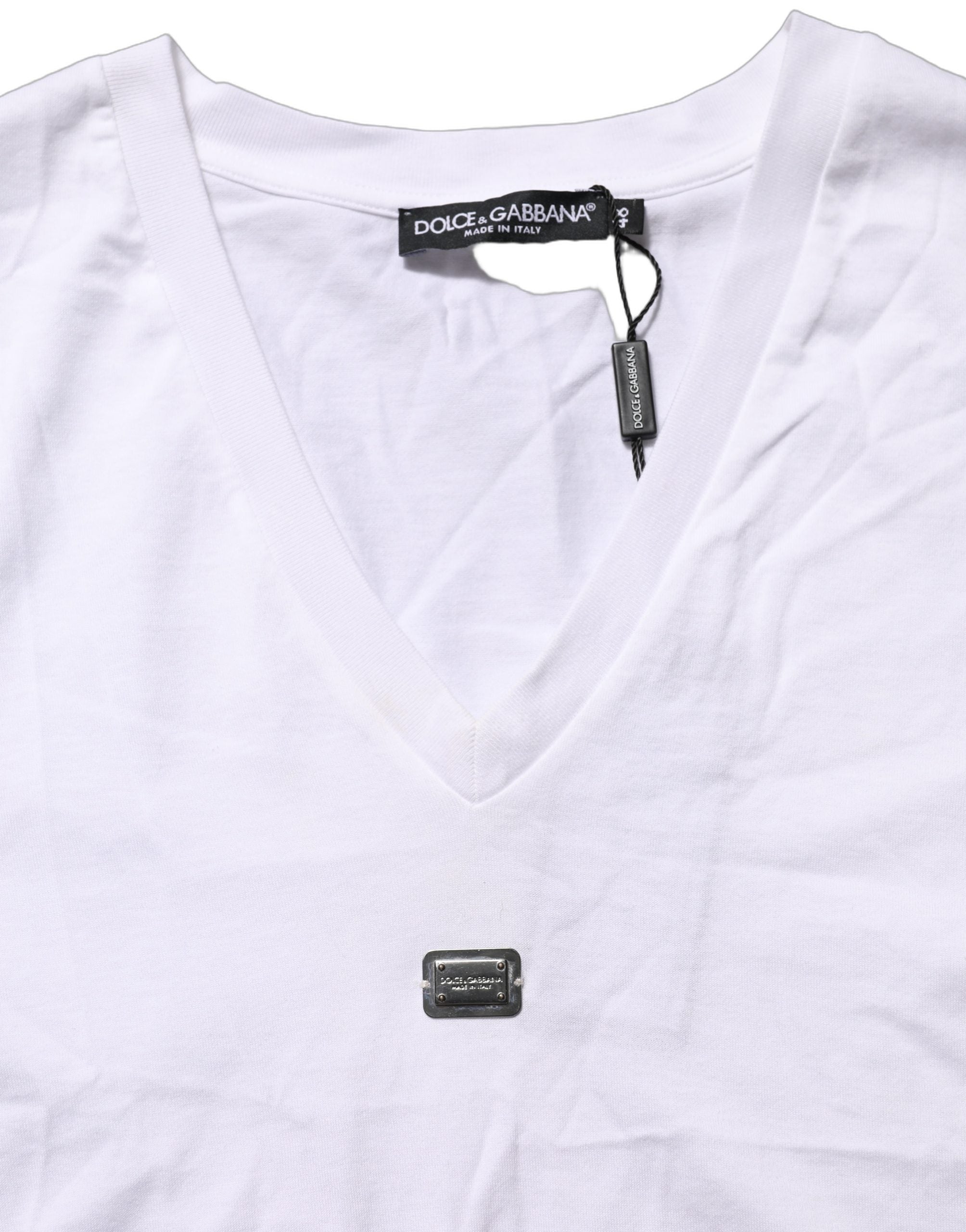 Dolce & Gabbana White Logo Embroidered TieWaist Cropped Top