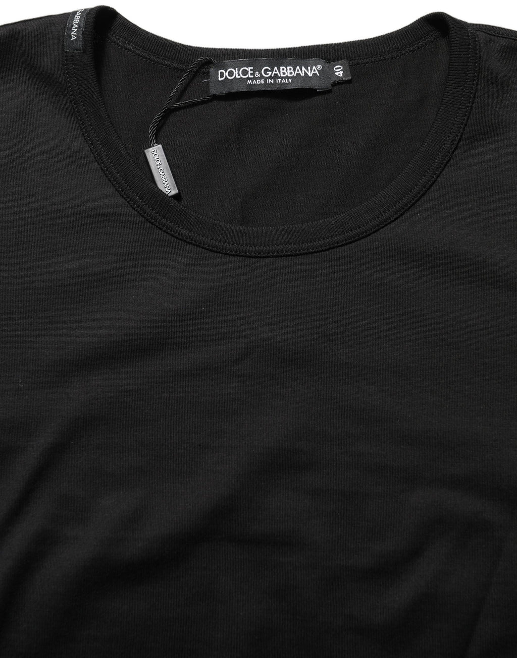 Dolce & Gabbana Black Cotton Round Neck Short Sleeves T-Shirt