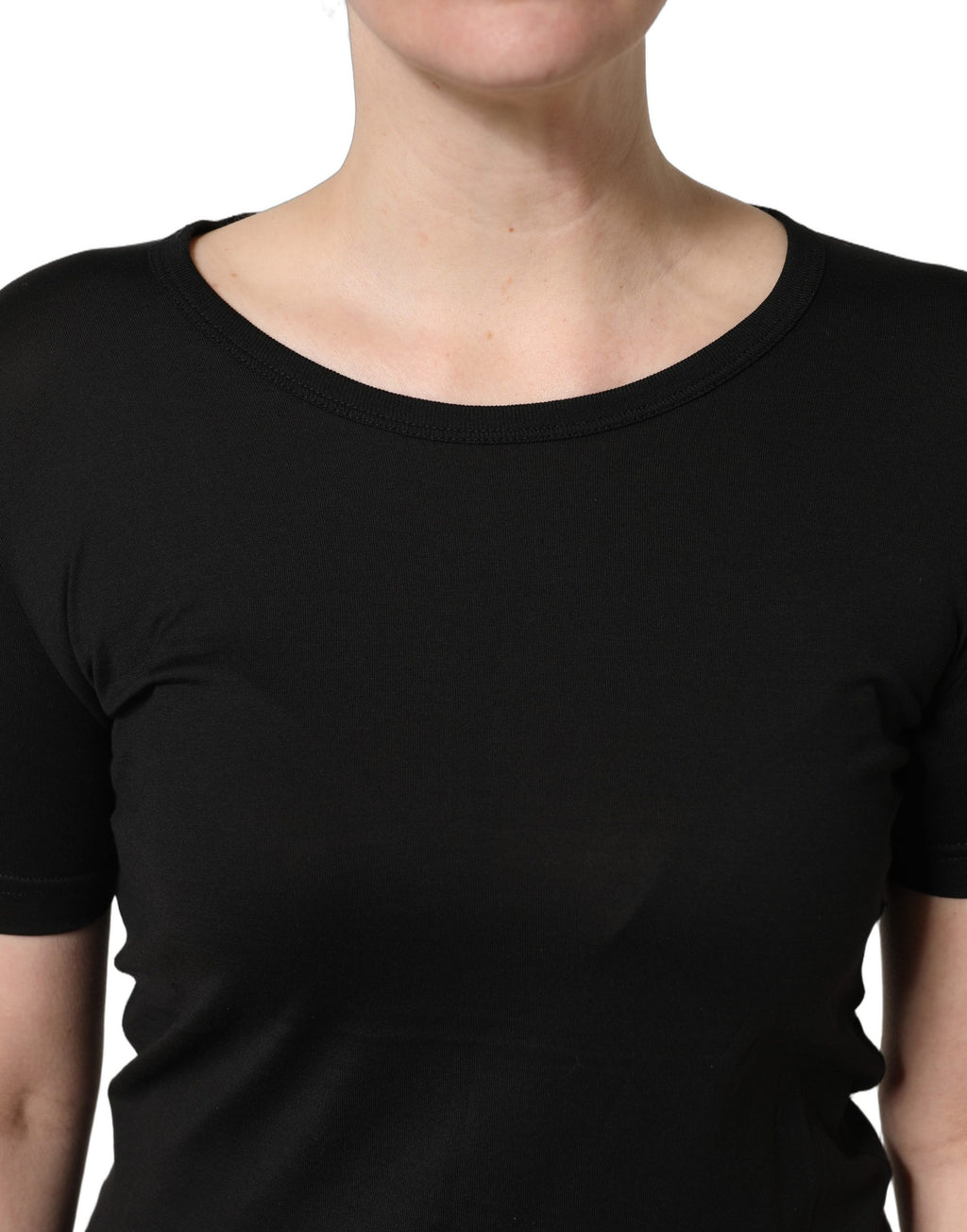 Dolce & Gabbana Black Cotton Round Neck Short Sleeves T-Shirt