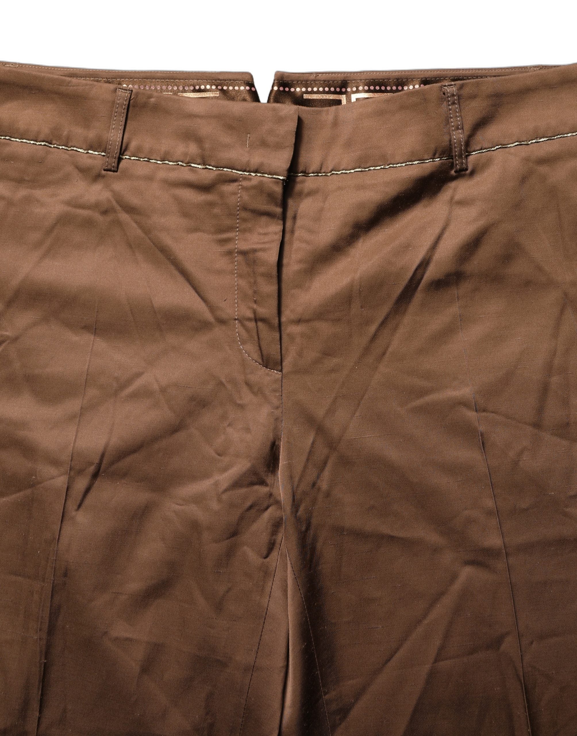 Cavalli Class Brown High Waist Flared Trouser Pants