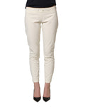 Elisabetta Franchi White Low Waist Skinny Women Trouser Pants
