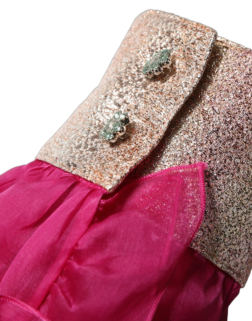 Dolce & Gabbana Fuchsia Sheer Chiffon Buttoned Blouse Top