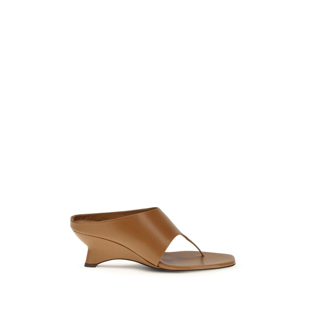 Khaite Brown Calf Leather Bos Taurus Platform Sandals