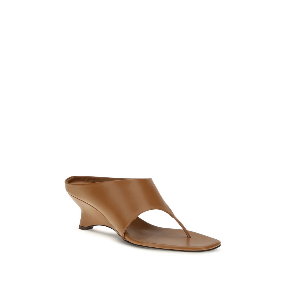 Khaite Brown Calf Leather Bos Taurus Platform Sandals