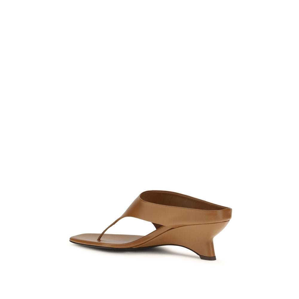 Khaite Brown Calf Leather Bos Taurus Platform Sandals