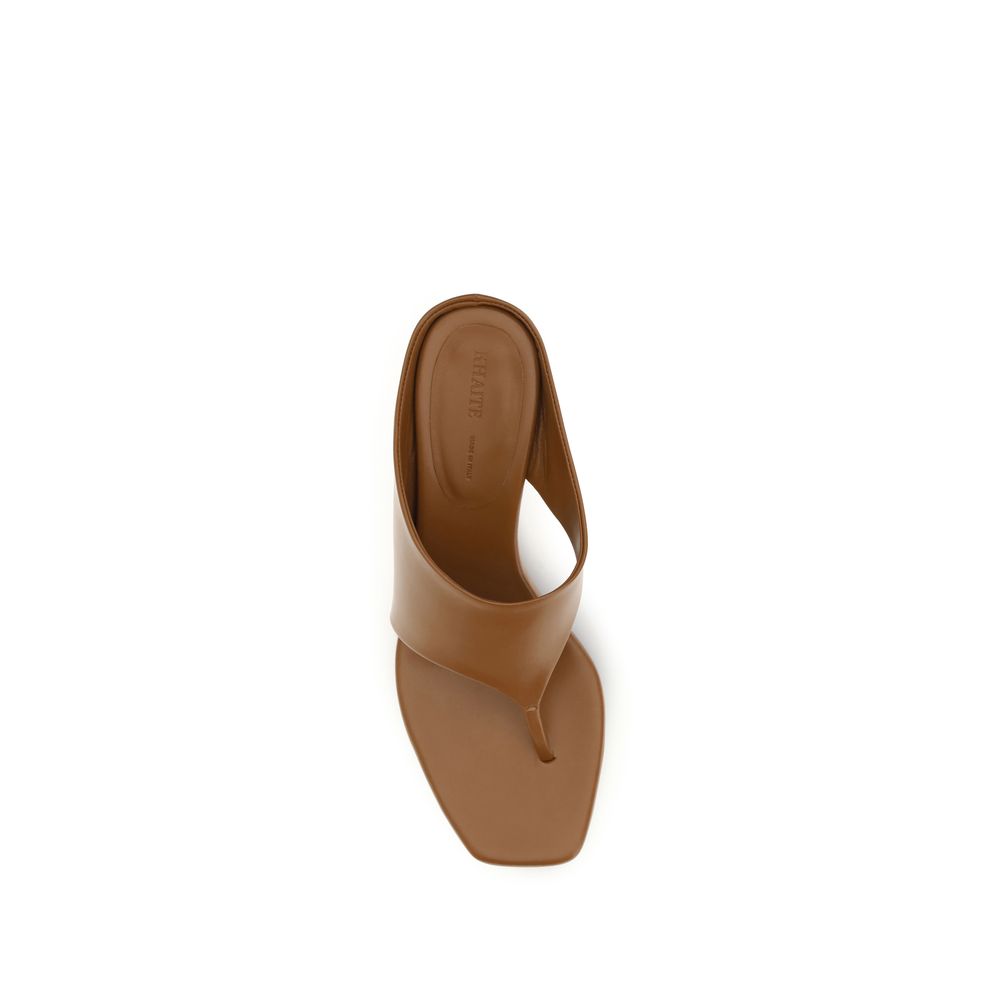 Khaite Brown Calf Leather Bos Taurus Platform Sandals