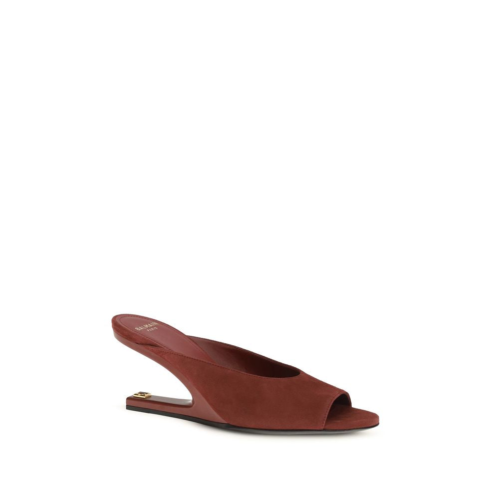 Balmain Bordeaux Goatskin Mules