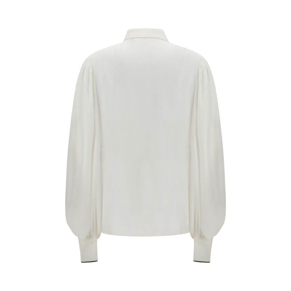 Brunello Cucinelli White Silk Blouse