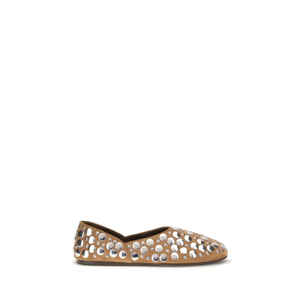 Khaite Beige Calf Leather Bos Taurus Ballet Flats