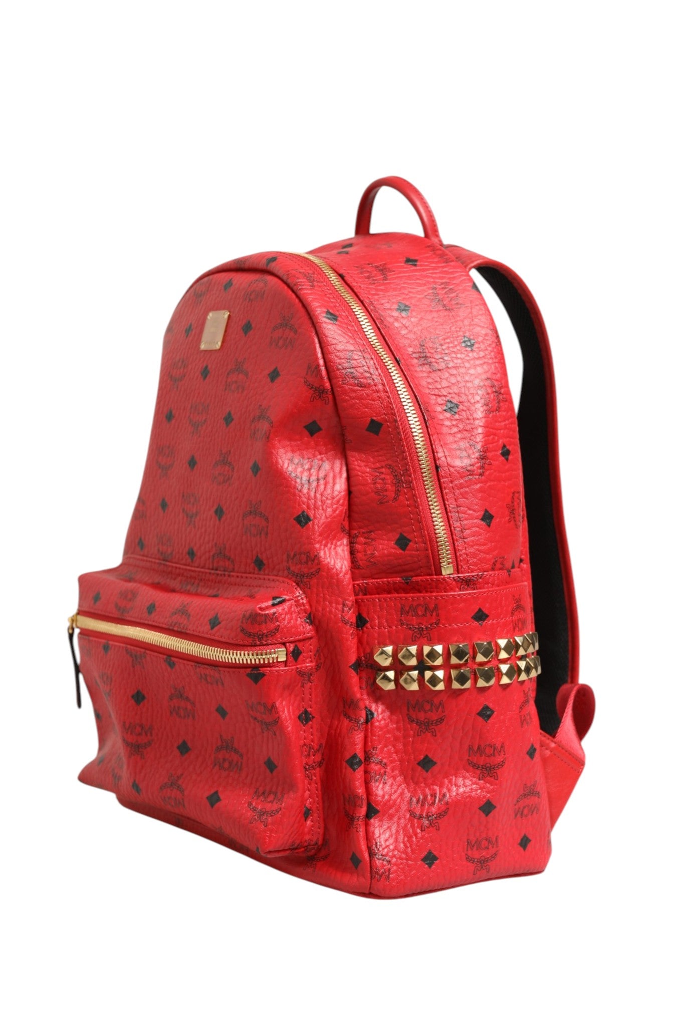 MCM Medium Stark Studded Visetos Backpack - Red