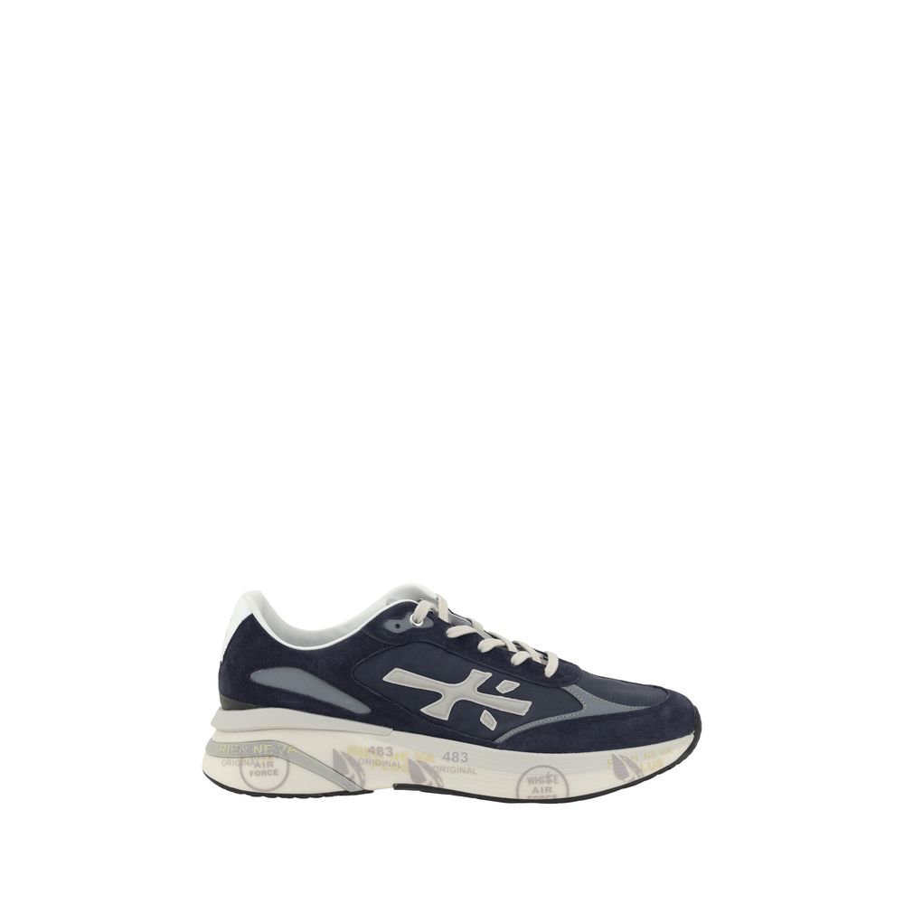 Premiata Blue Calf Leather Bos Taurus Athletic Sneakers