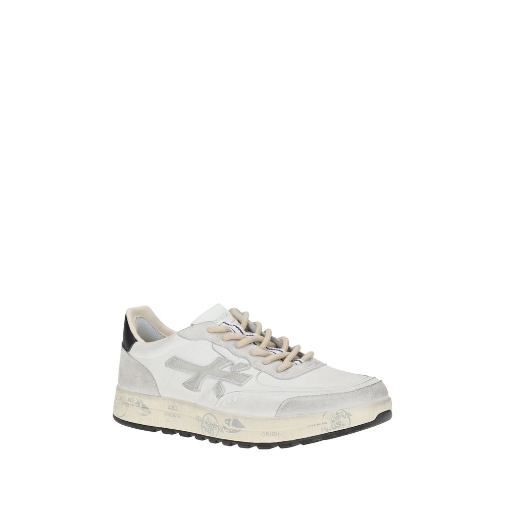 Premiata White Calf Leather Bos Taurus Low Top Sneakers