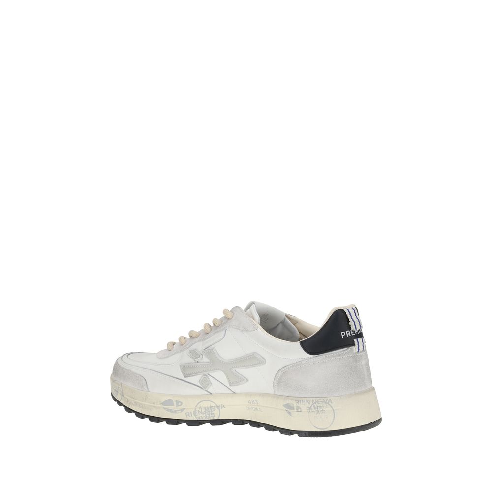 Premiata White Calf Leather Bos Taurus Low Top Sneakers