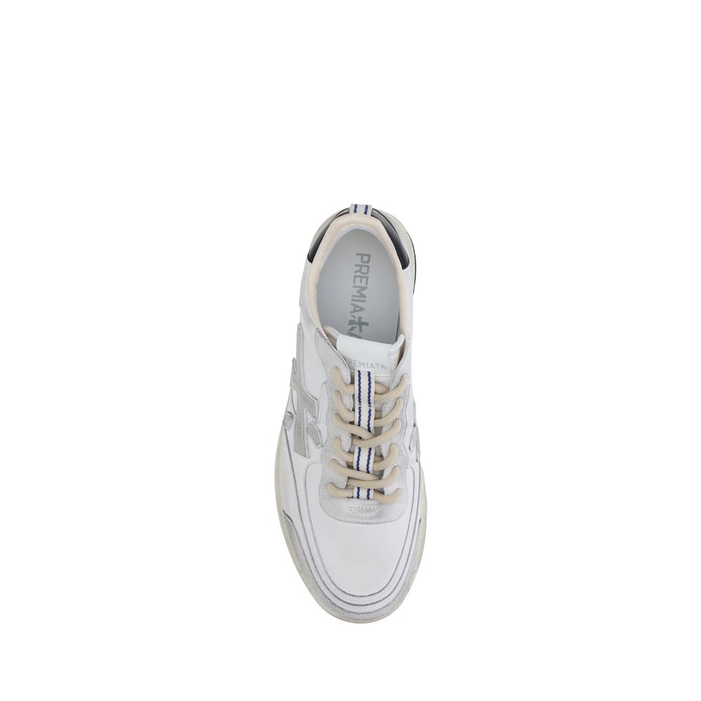 Premiata White Calf Leather Bos Taurus Low Top Sneakers