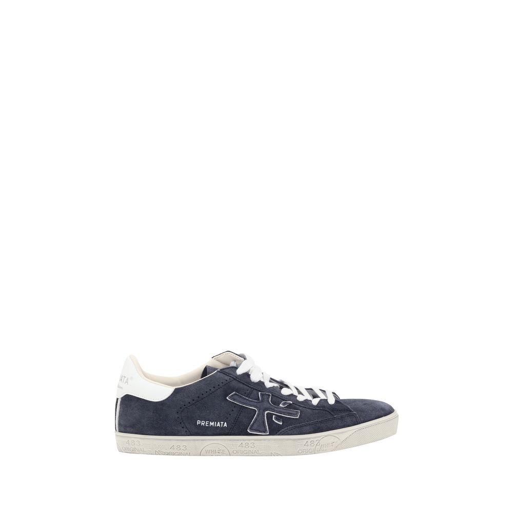 Premiata Blue Calf Leather Bos Taurus Low Top Sneakers