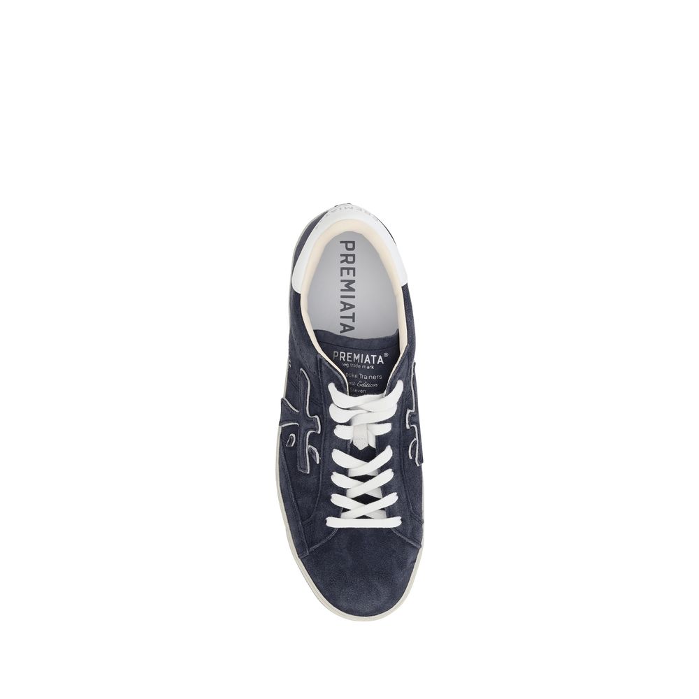 Premiata Blue Calf Leather Bos Taurus Low Top Sneakers