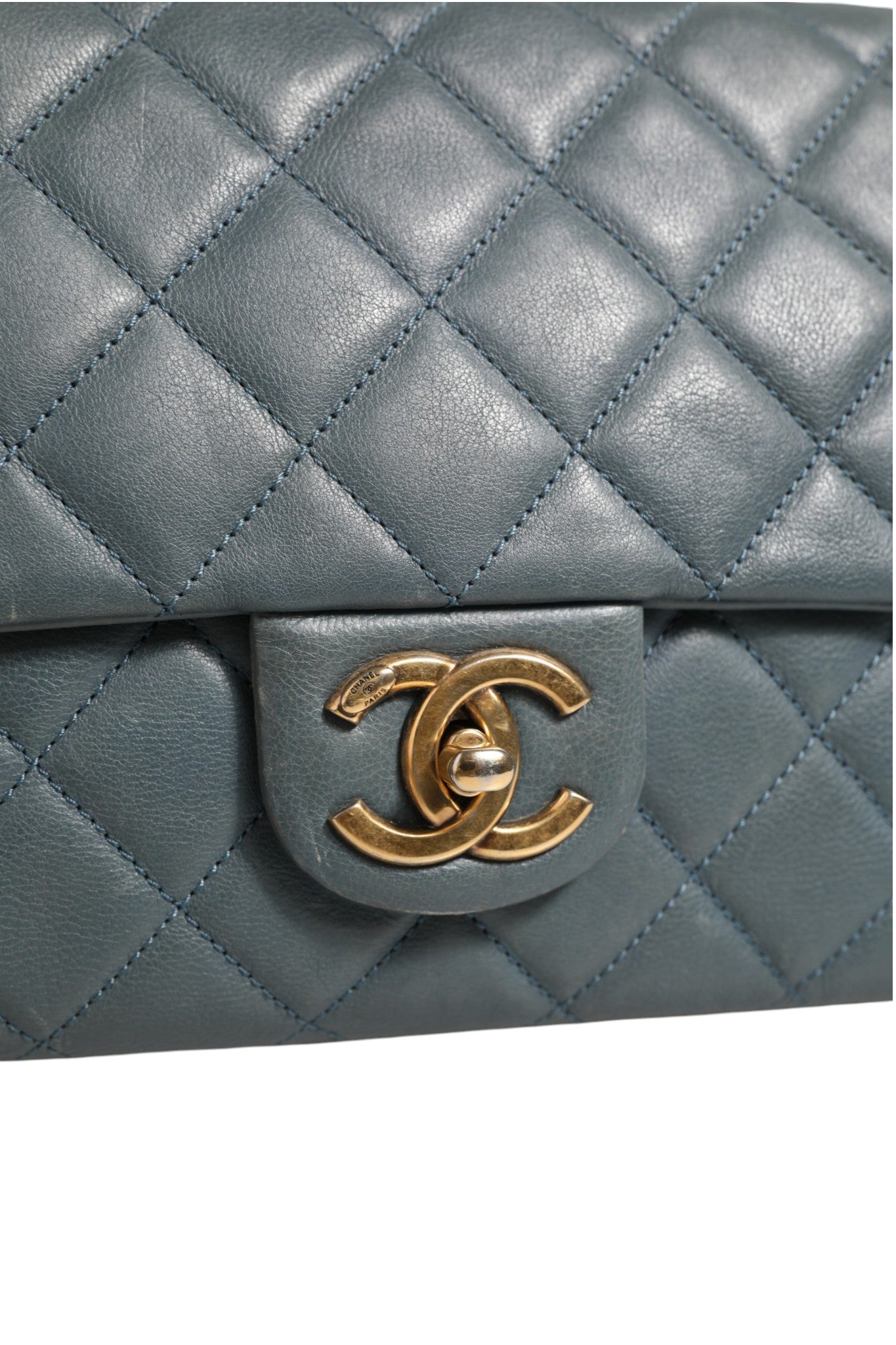 Chanel Blue Quilted Leather Crown Flap Shoulder Bag