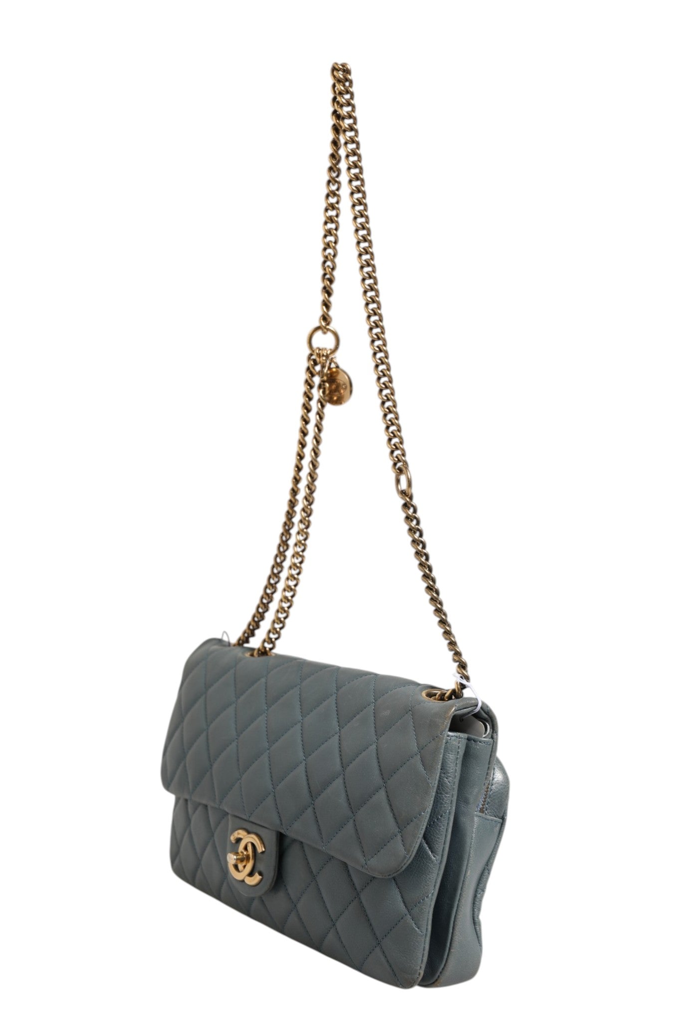 Chanel Blue Quilted Leather Crown Flap Shoulder Bag