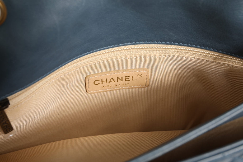 Chanel Blue Quilted Leather Crown Flap Shoulder Bag