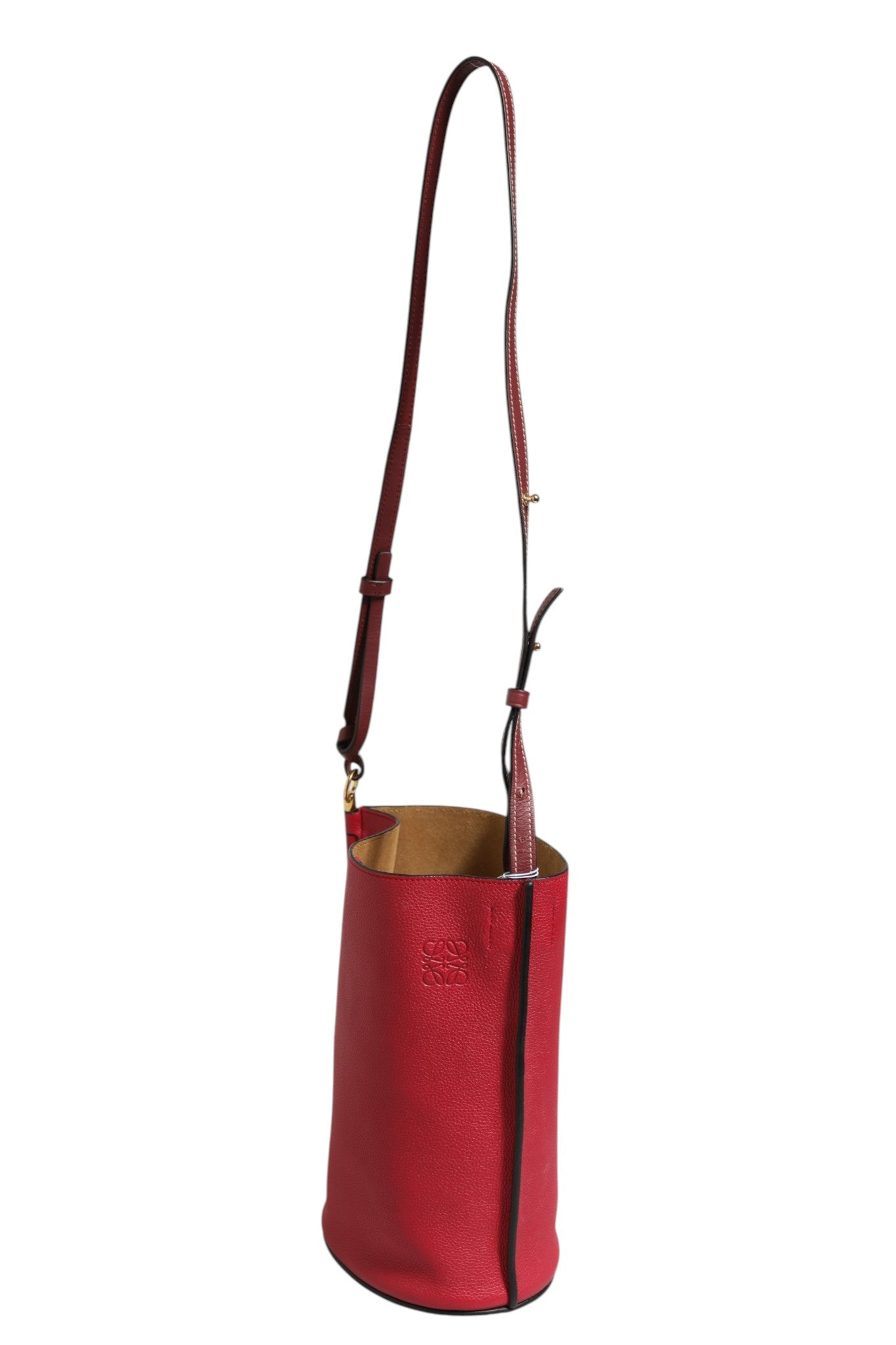 Loewe Gate Raspberry & Wine Leather Bucket Bag