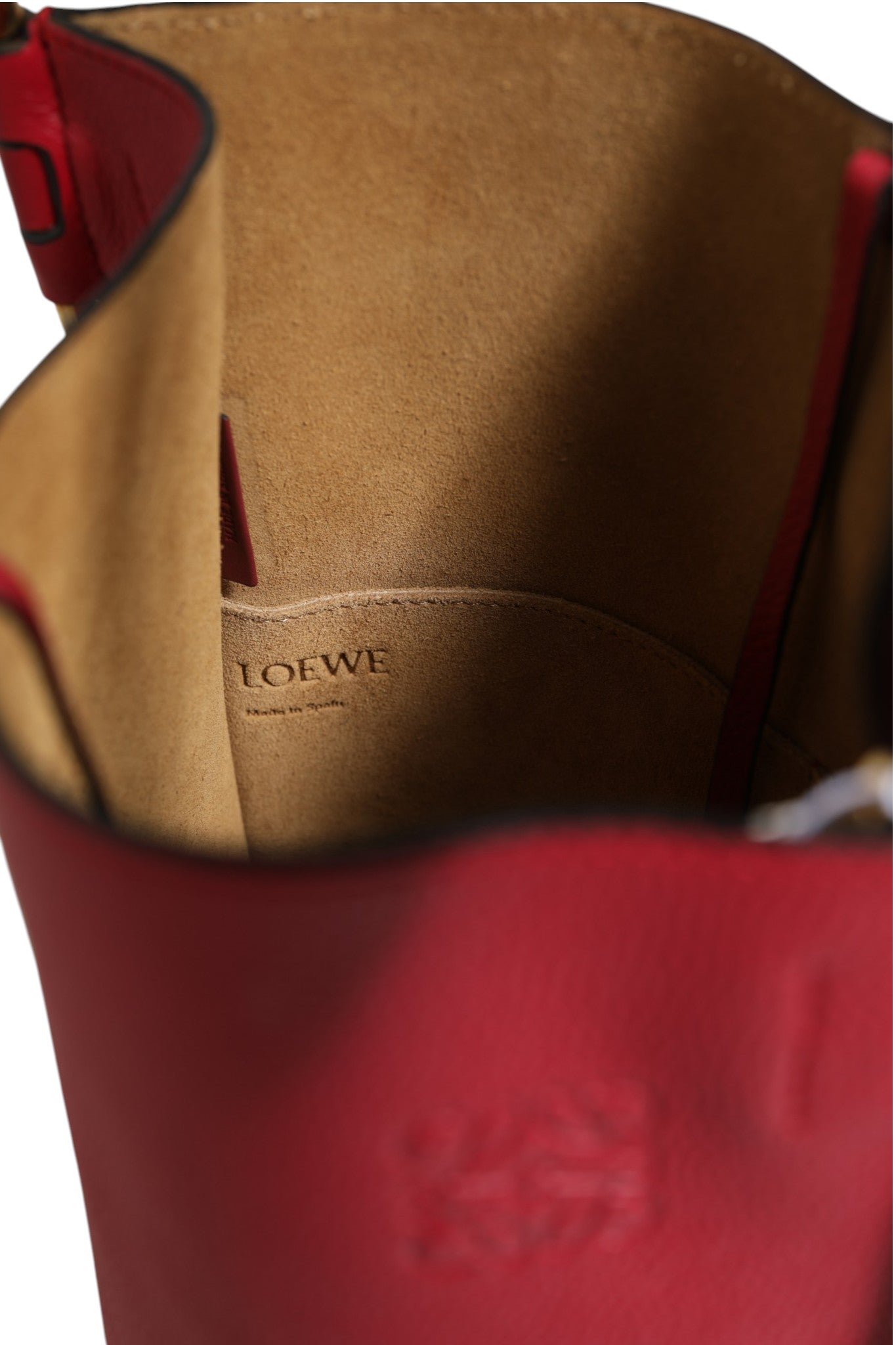 Loewe Gate Raspberry & Wine Leather Bucket Bag