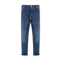 Brunello Cucinelli Blue Cotton Straight-Leg Jeans