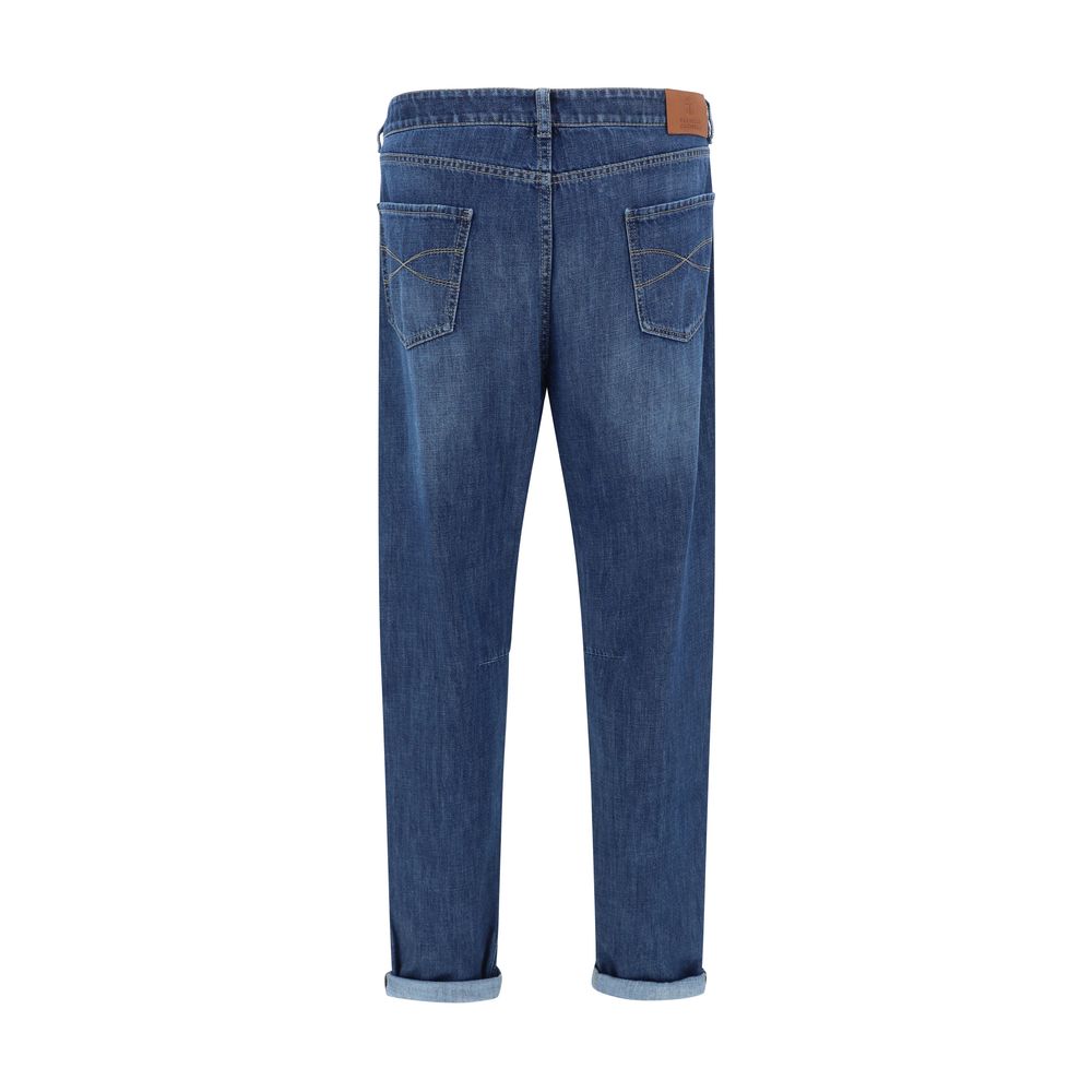 Brunello Cucinelli Blue Cotton Straight-Leg Jeans