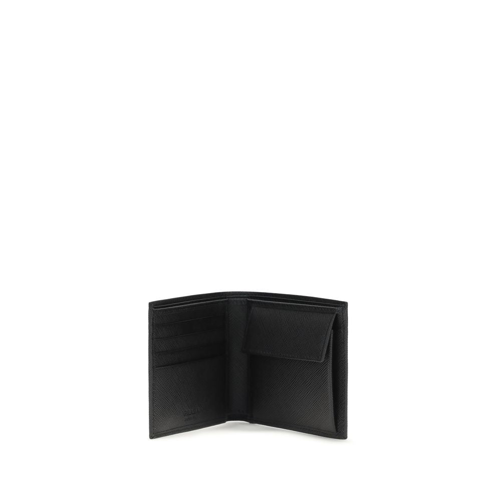 Prada Black Calf Leather Bos Taurus Wallet