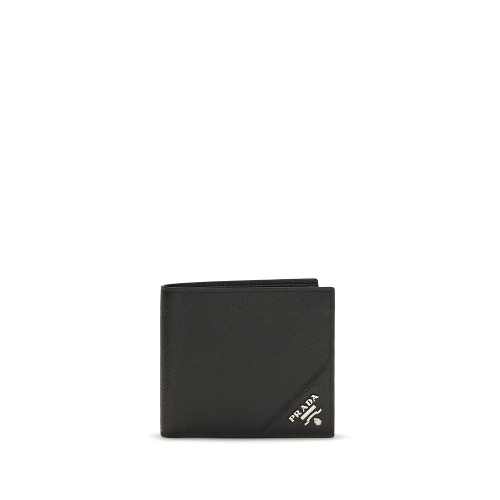 Prada Black Calf Leather Bos Taurus Wallet