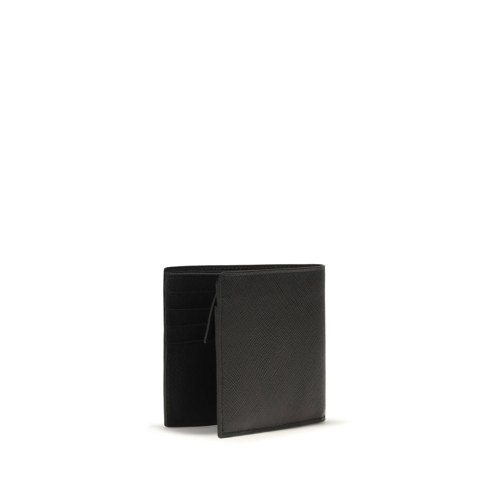 Prada Black Calf Leather Bos Taurus Wallet