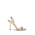 Jimmy Choo Gold Calf Leather Bos Taurus Stiletto Heel Sandals