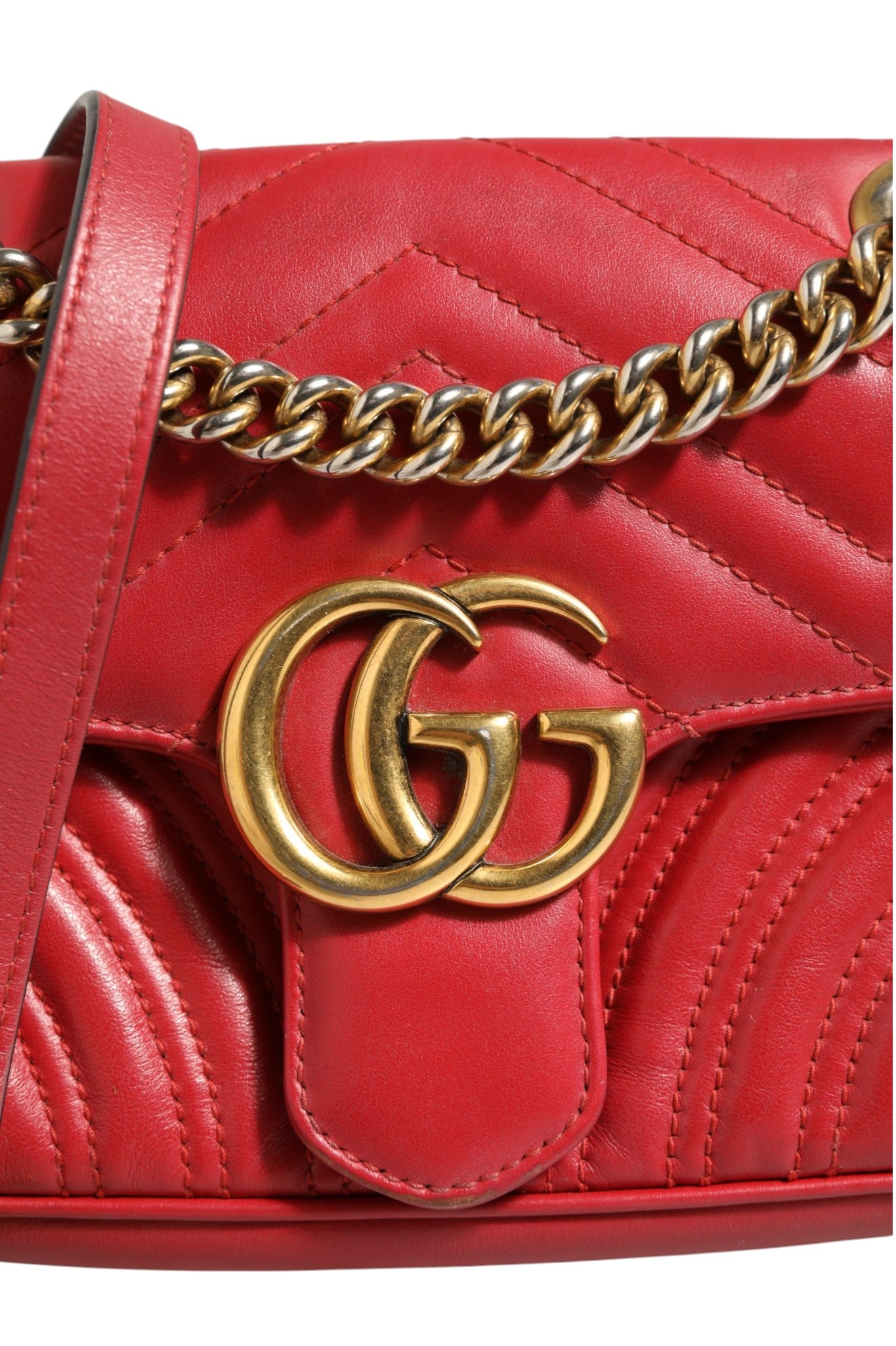 Gucci Marmont Small Shoulder Bag in Rosso Ancora Red Leather