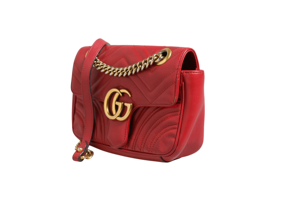 Gucci Marmont Small Shoulder Bag in Rosso Ancora Red Leather