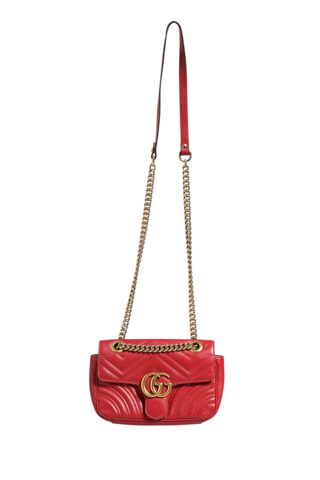 Gucci Marmont Small Shoulder Bag in Rosso Ancora Red Leather