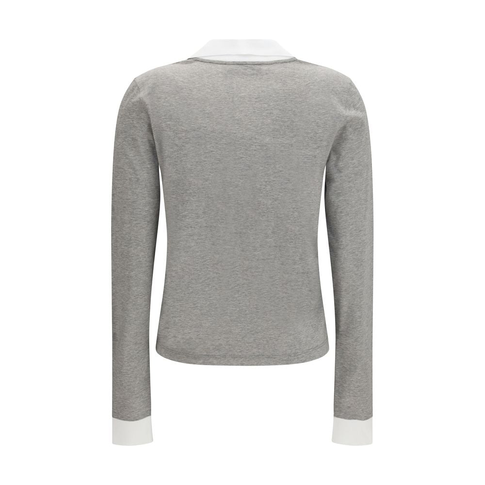 Miu Miu Gray Cotton Long Sleeve T-Shirt