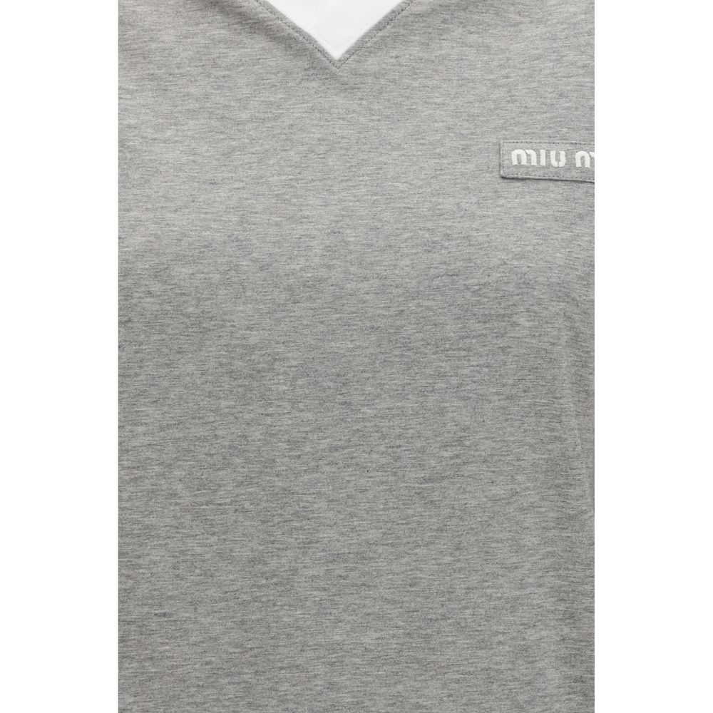 Miu Miu Gray Cotton Long Sleeve T-Shirt