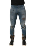 Dolce & Gabbana Blue Distressed Mid Waist Skinny Denim Jeans