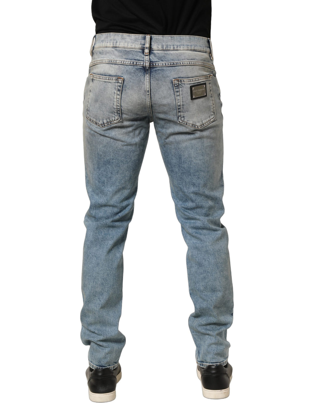 Dolce & Gabbana Blue Washed Mid Waist Straight Men Denim Jeans