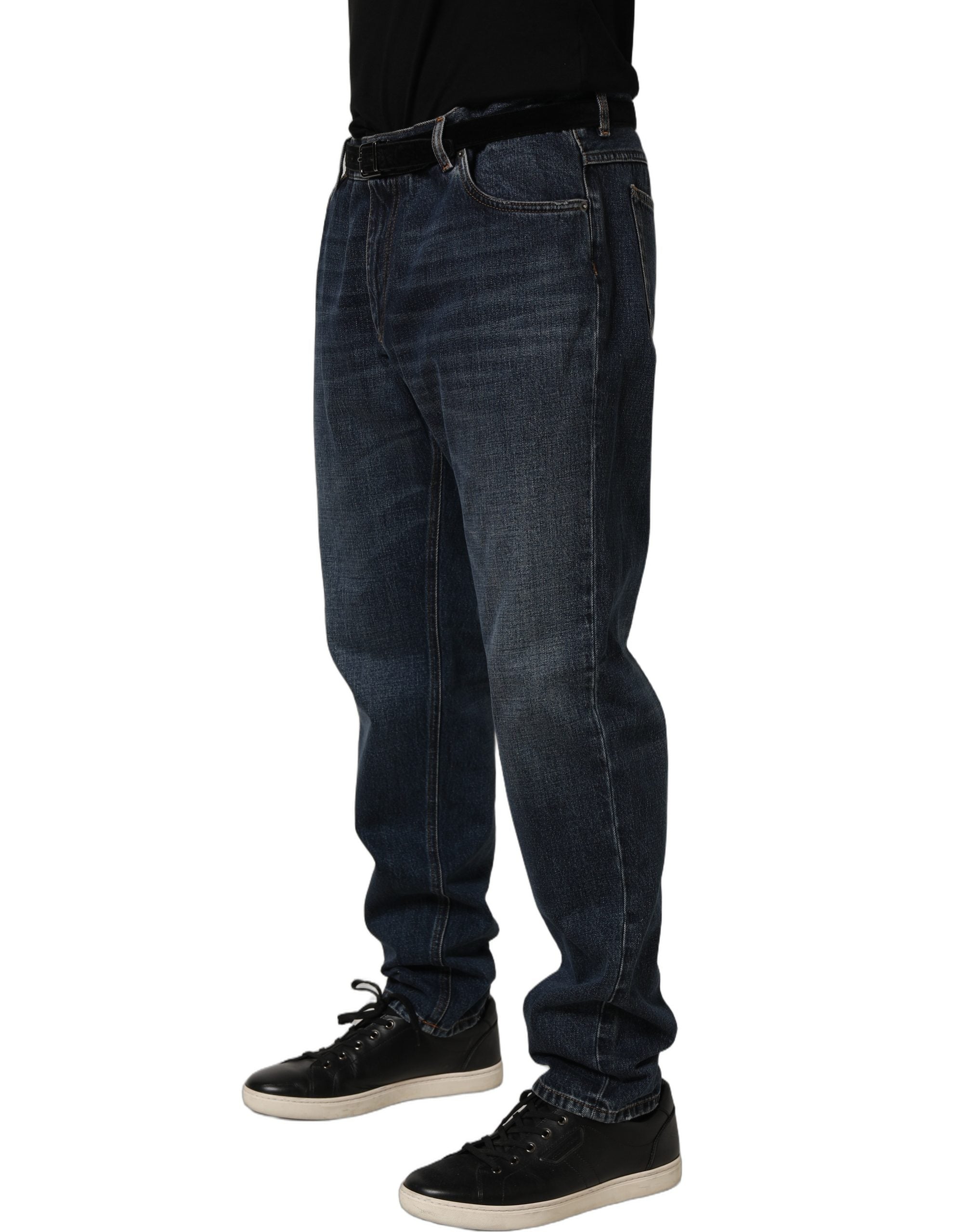 Dolce & Gabbana Dark Blue Washed MidWaist Straight Denim Jeans