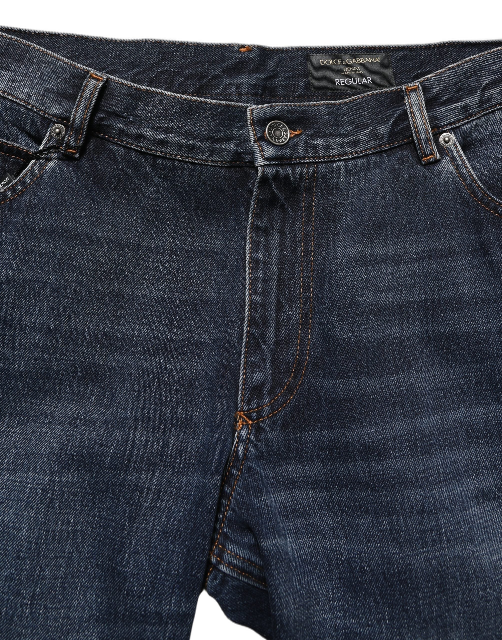 Dolce & Gabbana Dark Blue Washed MidWaist Straight Denim Jeans