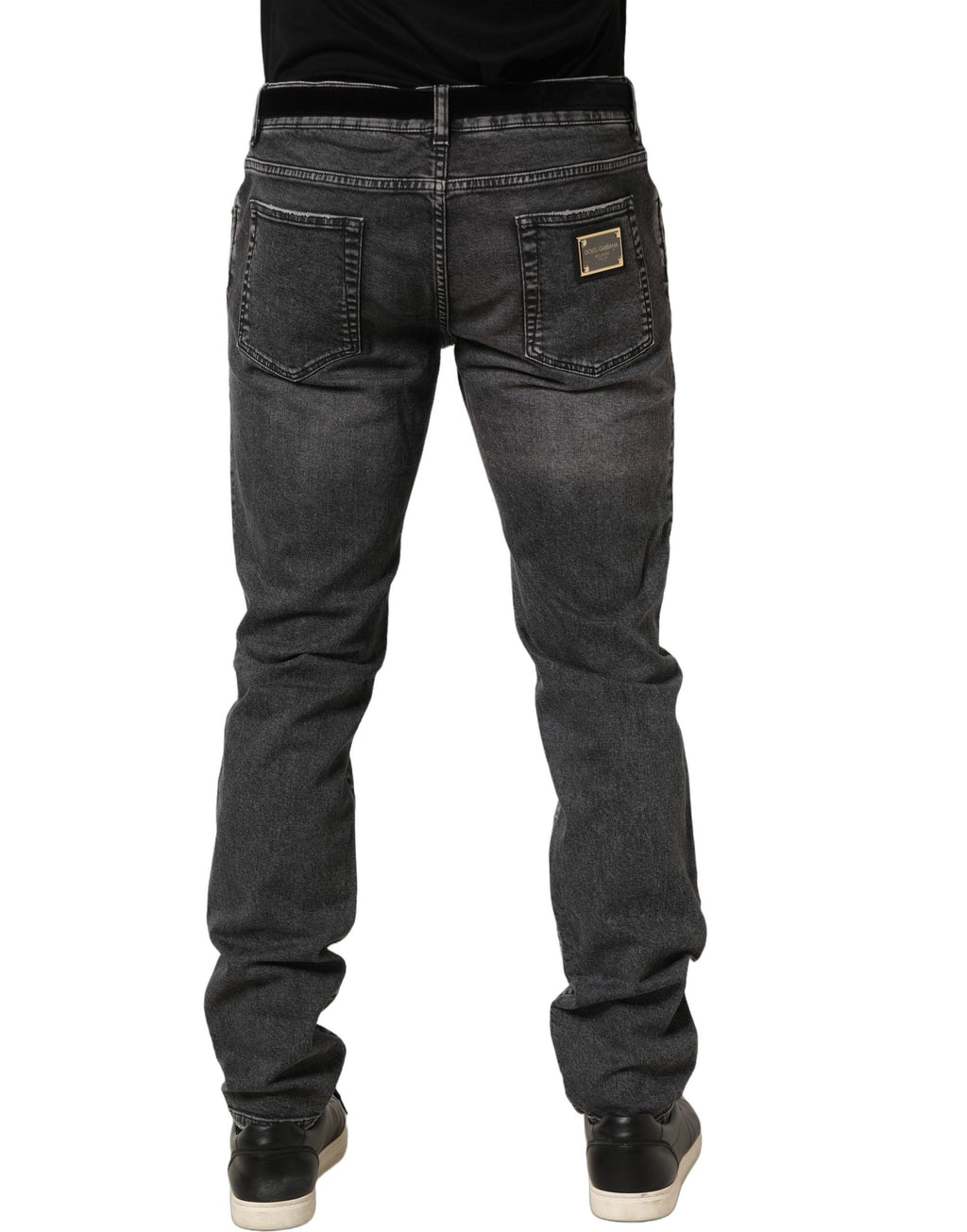 Dolce & Gabbana Dark Grey Distressed Mid Waist Denim Jeans