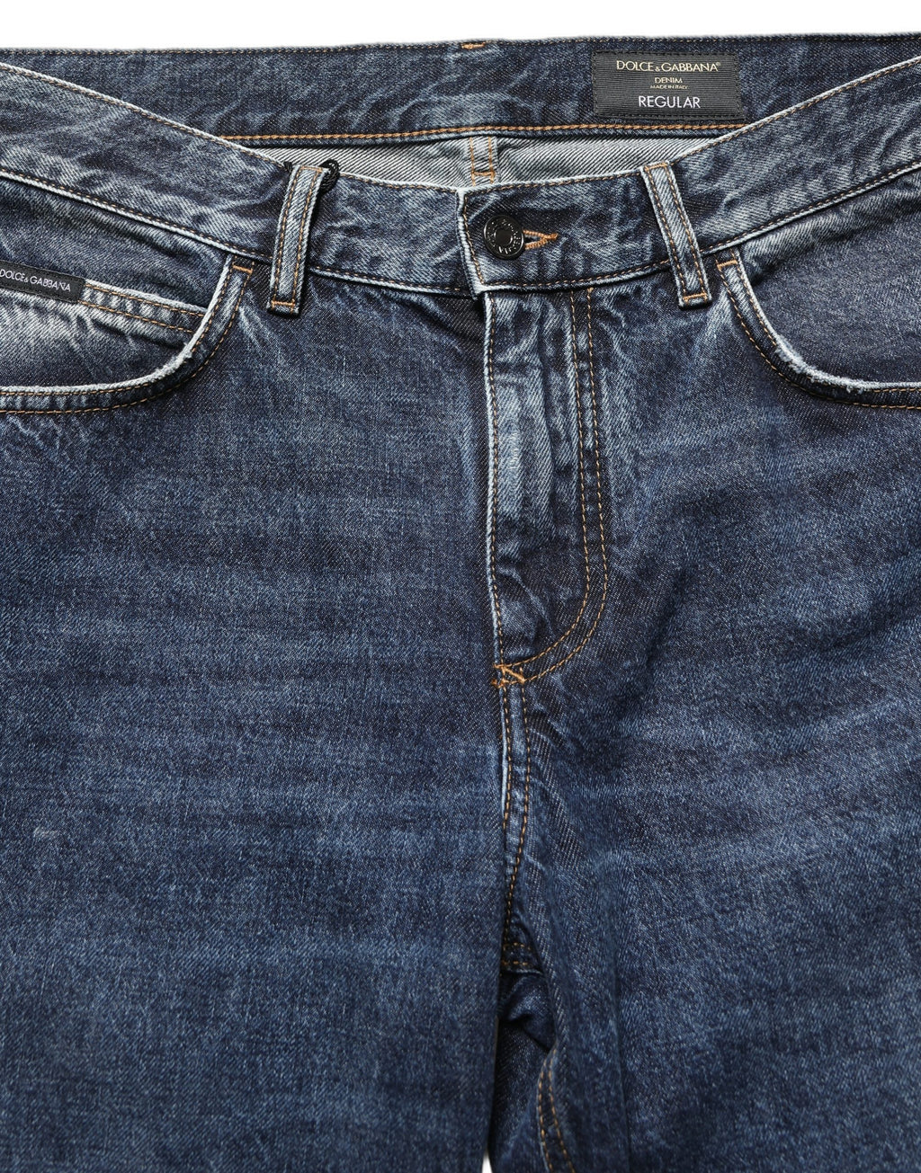 Dolce & Gabbana Dark Blue Washed Mid Waist Straight Men Denim Jeans