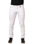 Dolce & Gabbana White Cotton Skinny Mid Waist Denim Jeans