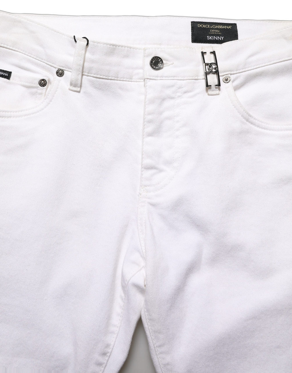 Dolce & Gabbana White Cotton Skinny Mid Waist Denim Jeans