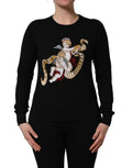 Dolce & Gabbana Black Angels Wool Crew Neck Pullover Sweater