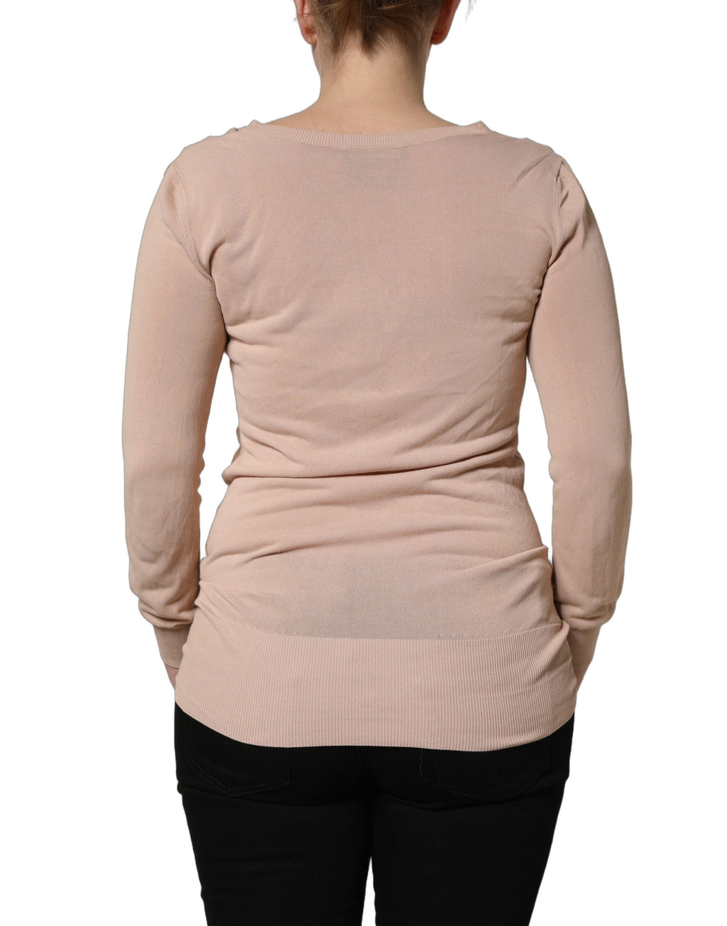 Dolce & Gabbana Beige Ribbed V-neck Front Tie Cardigan Sweater