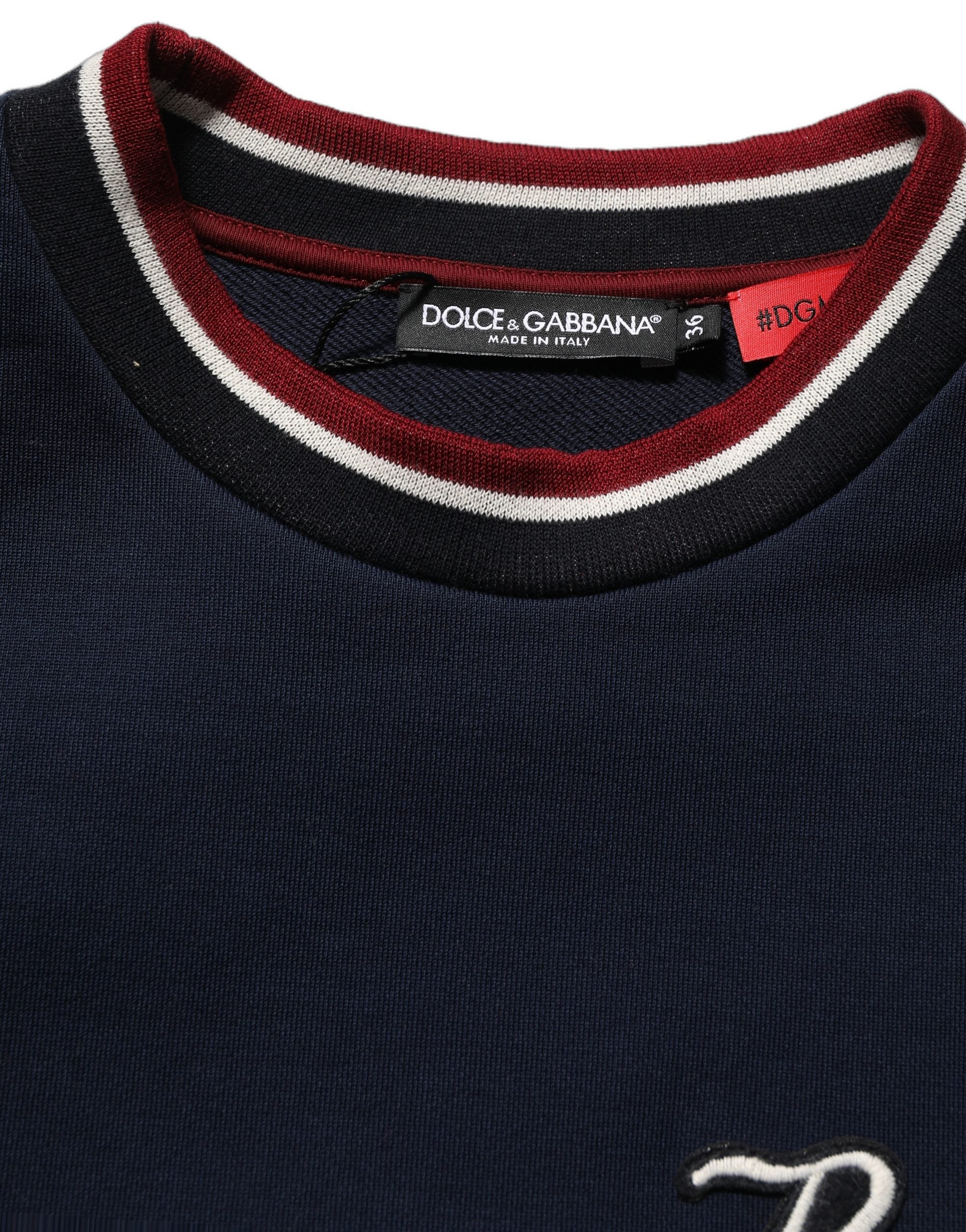 Dolce & Gabbana Blue Red Paneled 'Royals' Patch Sweatshirt Sweater