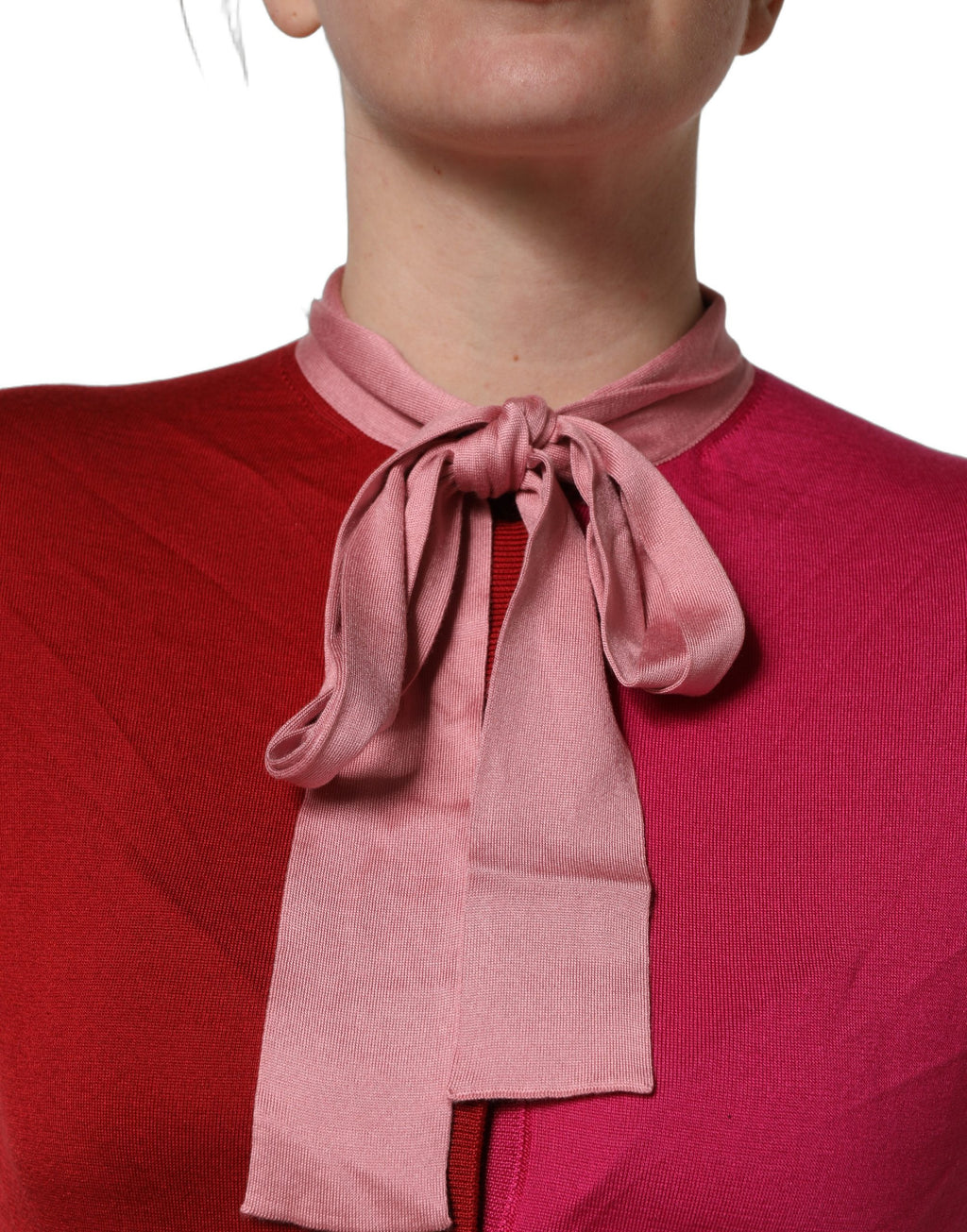 Dolce & Gabbana Pink Short Sleeves Buttoned Ascot Collar Top